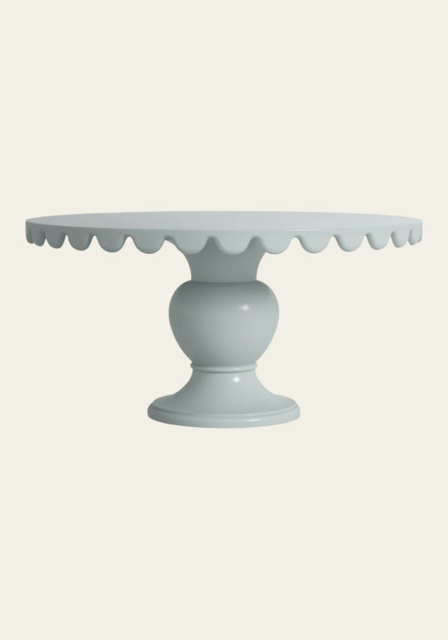 Light blue scalloped cake stand.