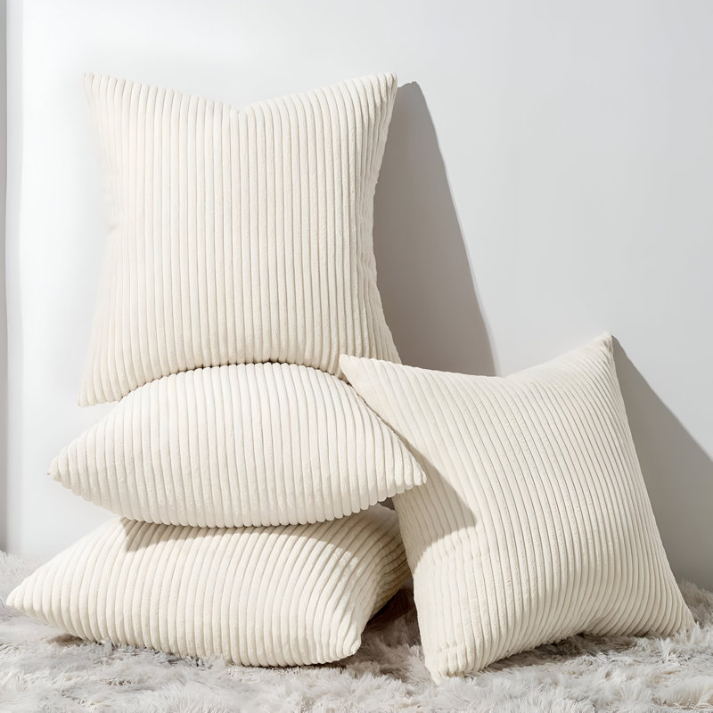 Striped Square Cushion Pad, Cream