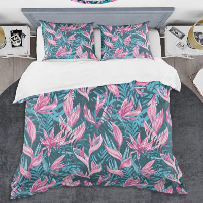 Coastal Polyester Twill Floral Duvet Cover