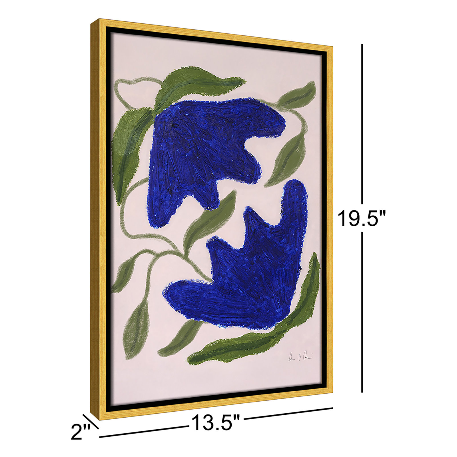 Colette "Blue Anemones No. 02" Print, 19.5" H x 13.5" W, Gold