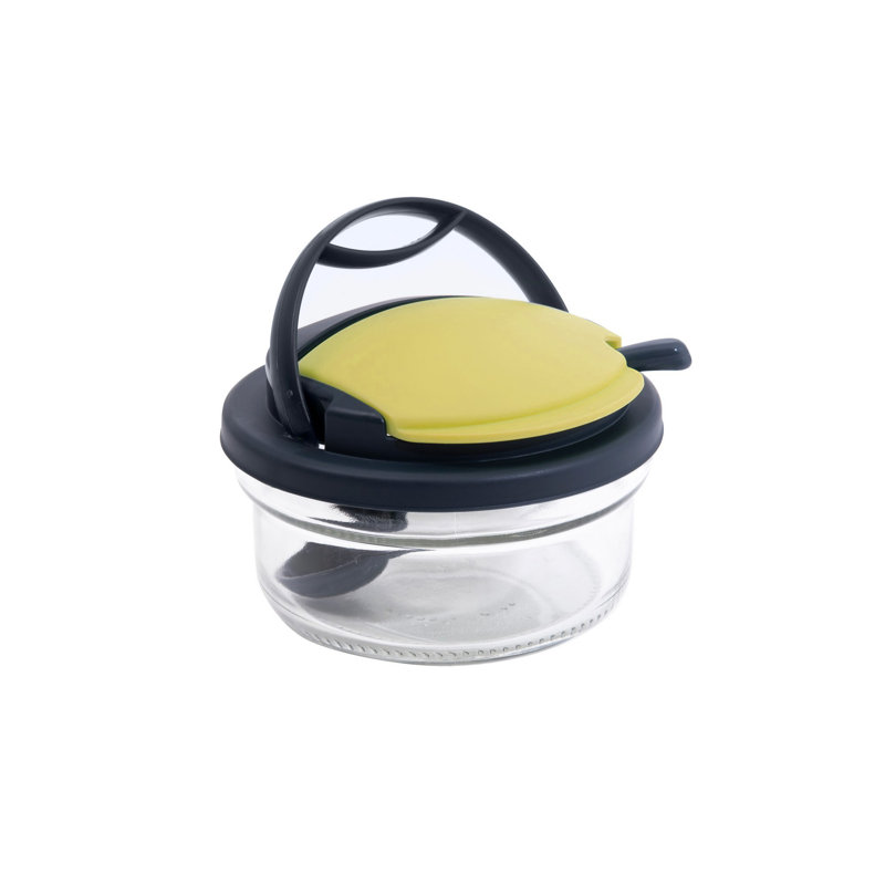 Élégant bol en verre de 14 oz avec couvercle et cuillère en plastique | 100% verre durable, 5,5 x 5,5 x 3,0 pouces | Parfait pour le service, le rangement et la préparation des repas | Ne va pas au lave-vaisselle ni au micro-ondes, idéal pour la maison et la cuisine