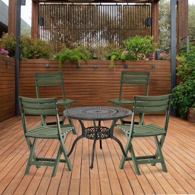 Ensemble de 4 chaises de patio d'extérieur pliables Nayden, en polypropylène résistant aux intempéries, vert