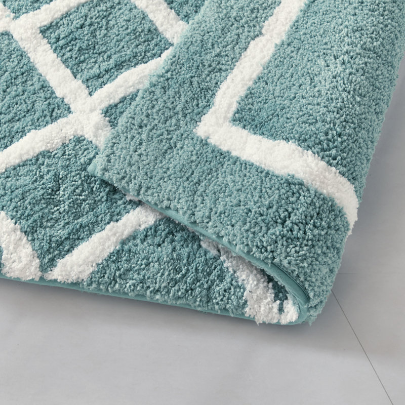 Aqua Reversible High Pile Tufted Microfiber Bath Rug