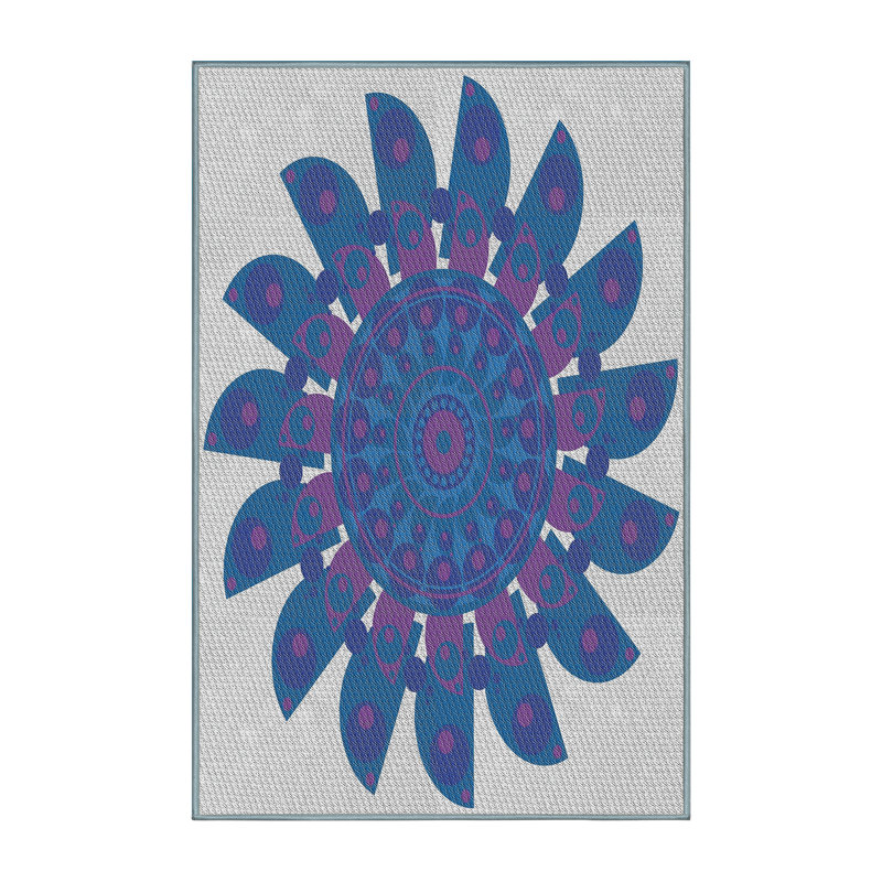 Laine tissée à la main et polyester gris/bleu Tapis décoratif, Tapis de couloir 2 pi x 5 pi