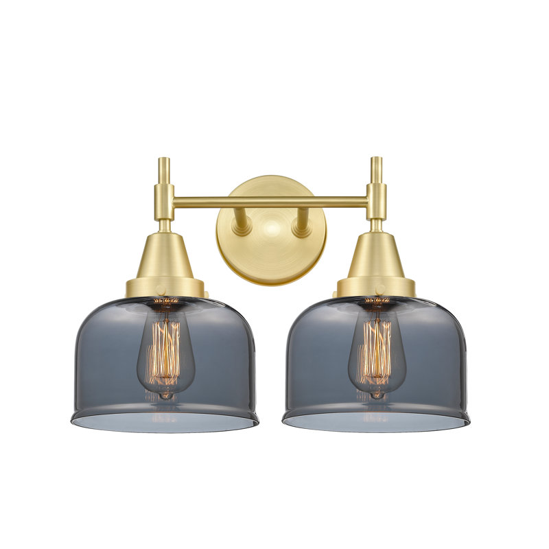Éclairage pour meuble-lavabo 2 lumières 17 po Caden - H 5,75 po, Ampoule incandescente rétro 60 watts, Laiton satiné