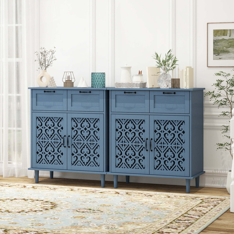 Wood Console Table with 2 Drawers,2Doors