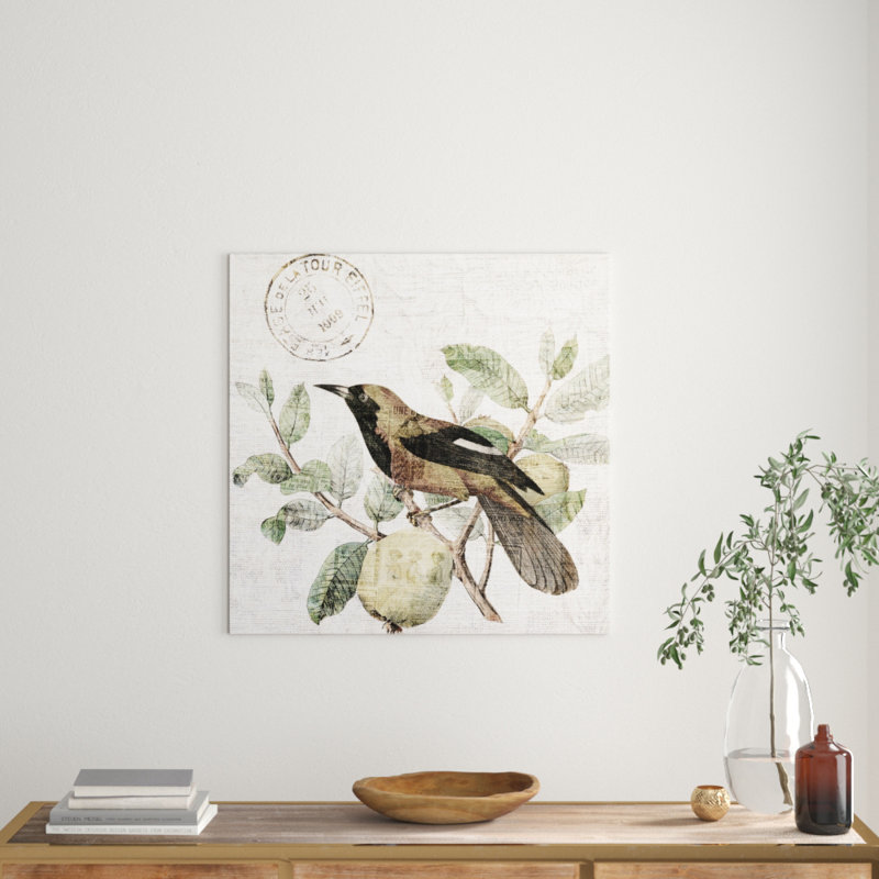 «Bird In The Tree Light», souvenirs sur toile, H 30 po x l 30 po x P 1,5 po