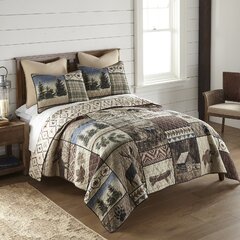 Ravalli Red/Brown/Green Microfiber Reversible 3 Piece Quilt Set Loon Peak Size: Queen Quilt + 2 Standard Shams