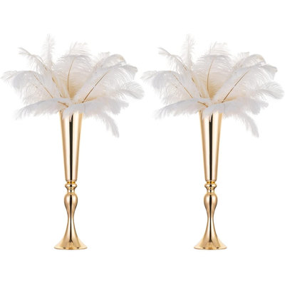 2 Piece Versatile Metal Flower Trumpet Vase, For Wedding Centerpieces, Parties, Anniversaries, And Event Decor.