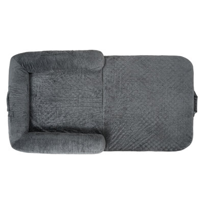 Lit pour chien humain, lit pour chien de taille humaine orthopédique en mousse à mémoire de forme 70,47 x 37,4 x 9,45 pouces, lits pour animaux avec poche latérale, poignée et fermeture à glissière, lits pour chiens amovibles lavables à la machine pour hommes, gris foncé