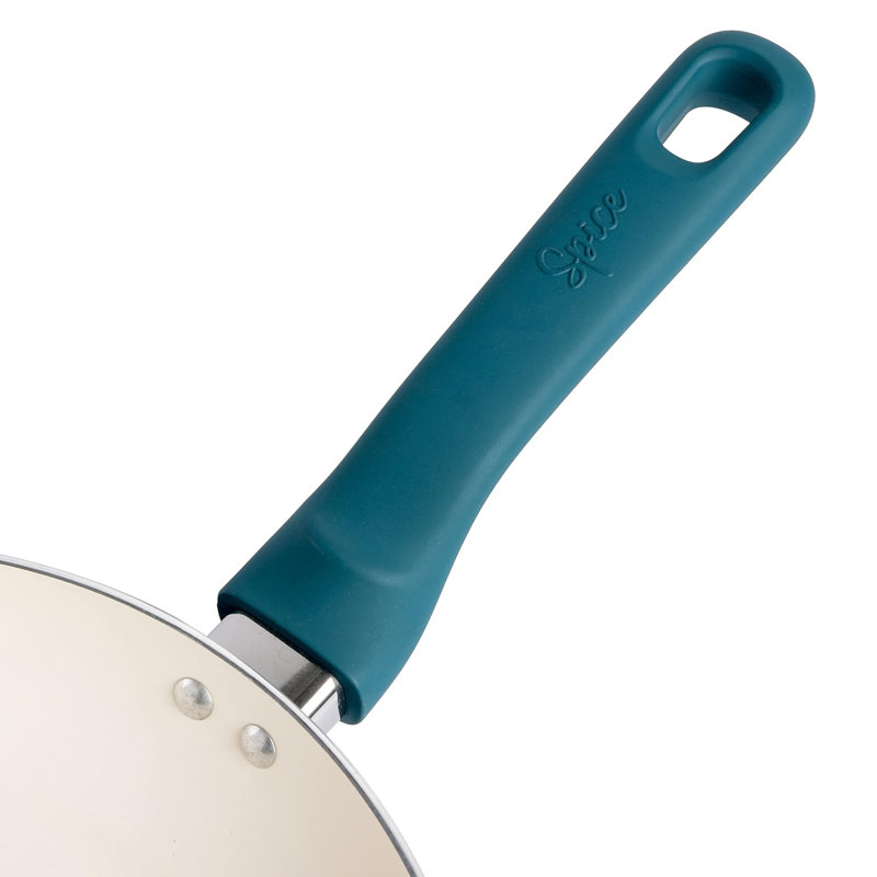 Spice By Tia Mowry 12 Inch Healthy Ceramic Nonstick Aluminum Skillet with Bakelite Handle in Teal