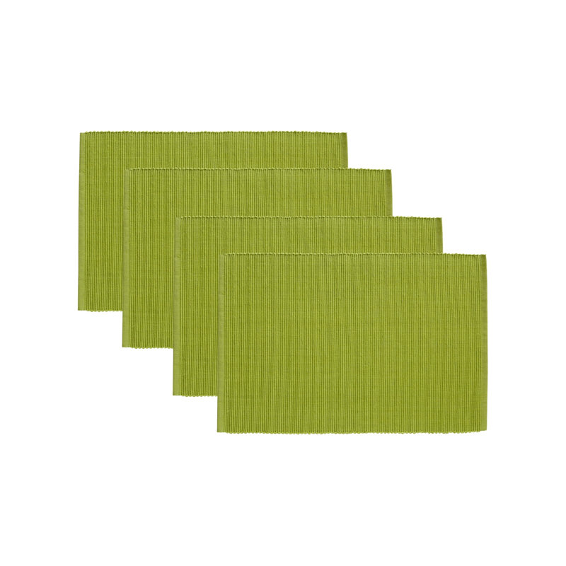 Solid Ribbed Placemat Set/4, Green