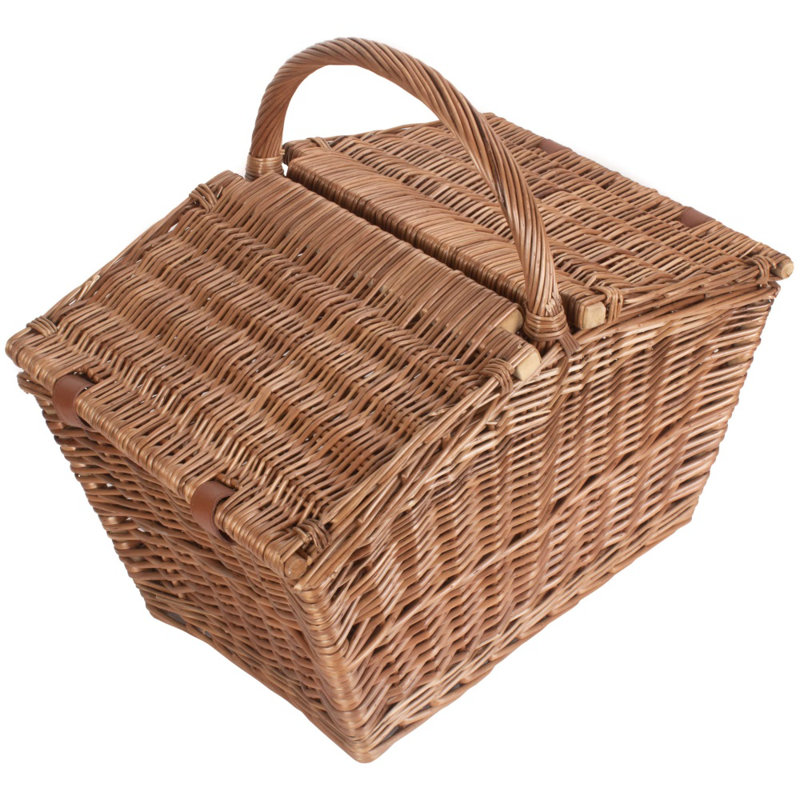 Elegant Picnic Basket, Natural, 32cm H x 50cm W x 35cm D