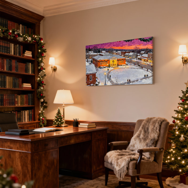 «Christmas Christmas Town Snowy Evening Scene», ensemble de 3 impressions sur toile, H 20 po x l 30 po