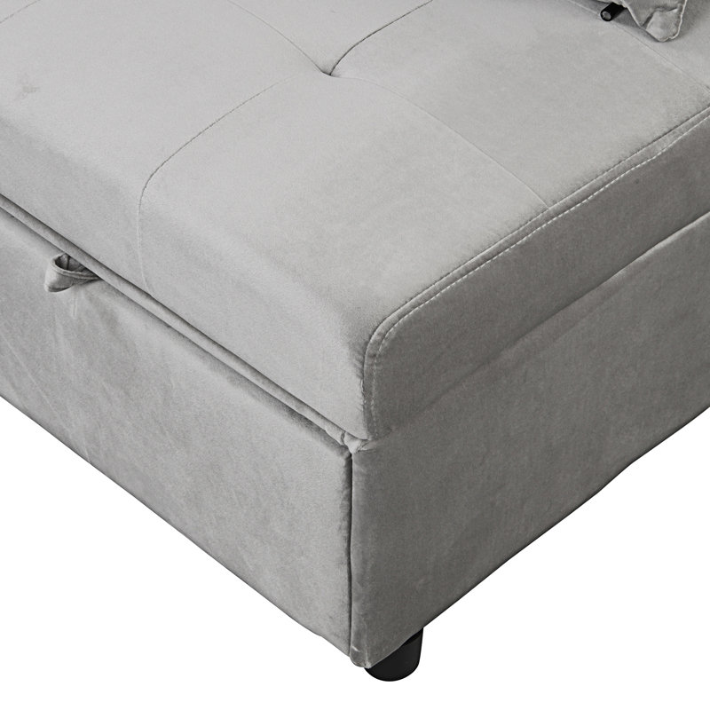 Canapé-lit pliant avec repose-pieds, Velours gris velours