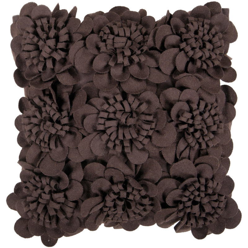  Coussin en laine Blossom, H 22 po x l 22 po x P 4 po, Espresso, Inférieur