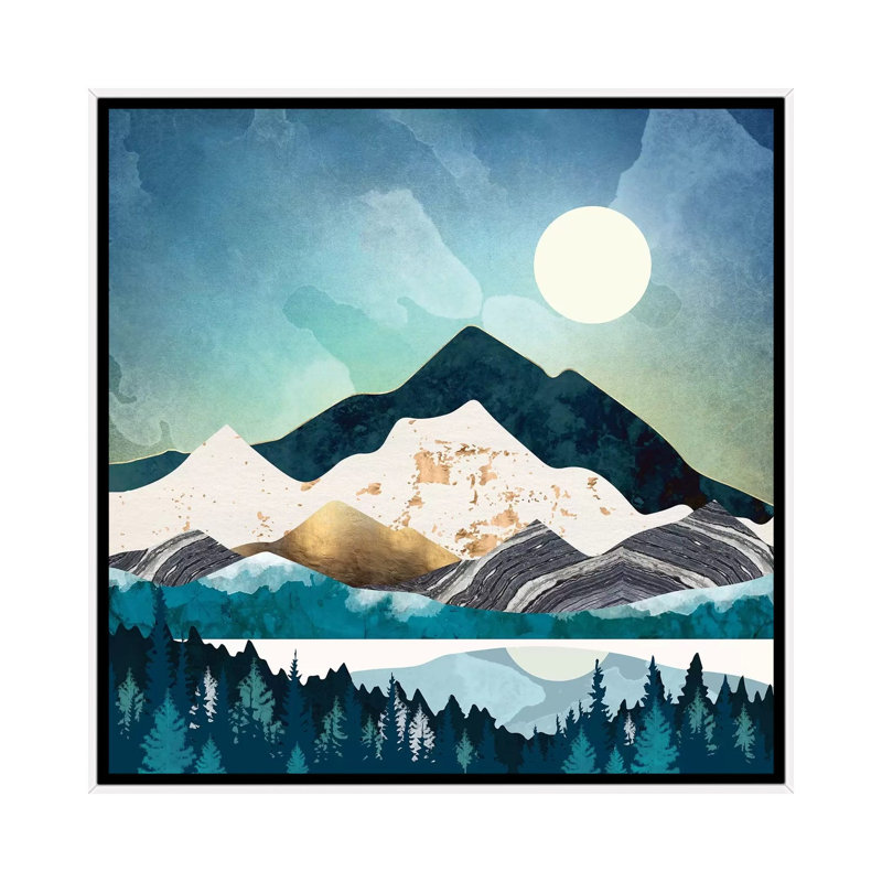 «Evening Forest», reproduction d'impression, H 18 po x l 18 po x 1,5 po, Pas de tapis, Toile blanche encadrée
