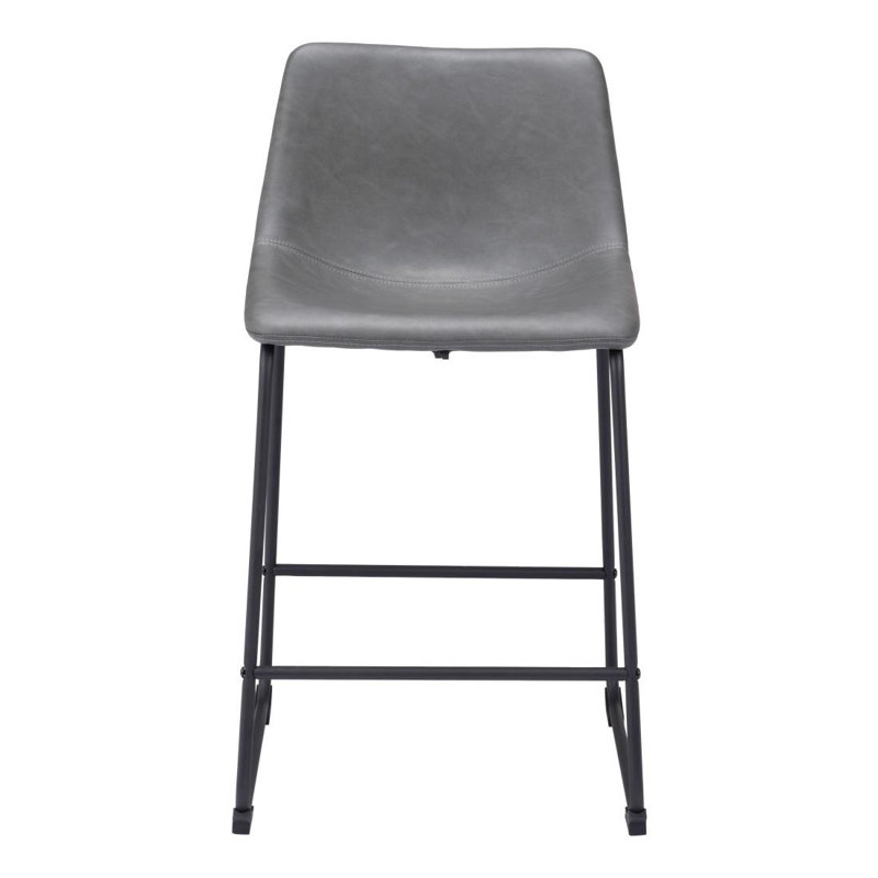 Ensemble de deux chaises de bar 24 po en similicuir gris anthracite et noir