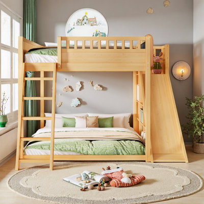 Adventure-Ready Full/Queen Size Kids Loft Bed with Slide, Storage Ladder & Upholstered Headboard