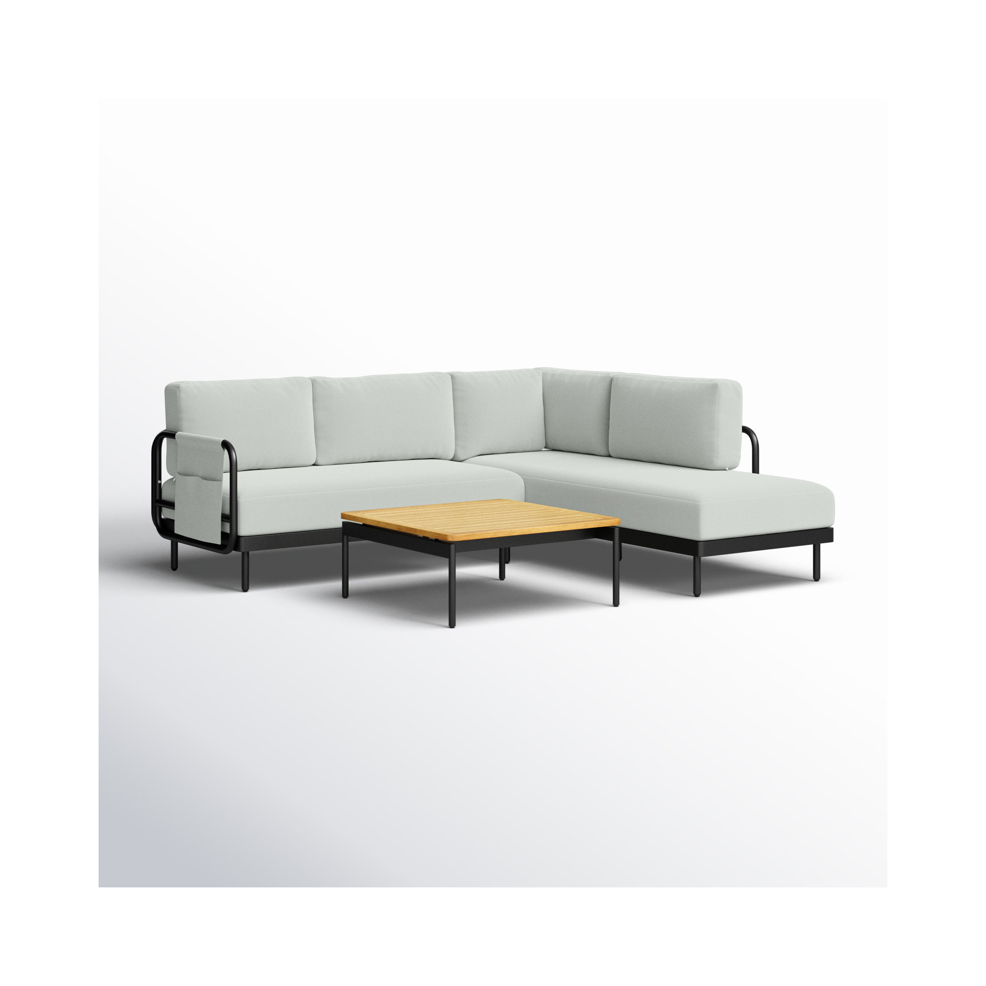 Evani Aluminum Patio Sectional with Coffee Table, Beige