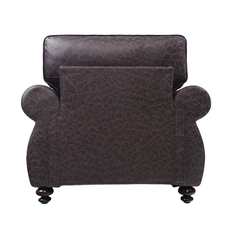 Ensemble de canapé en tissu à accoudoirs roulés 2 pièces, Brun