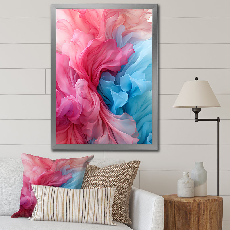 «Ink Wave Rhythms I» - Impression, H 44 po x l 34 po x P 1,5 po, Cadre photo argenté