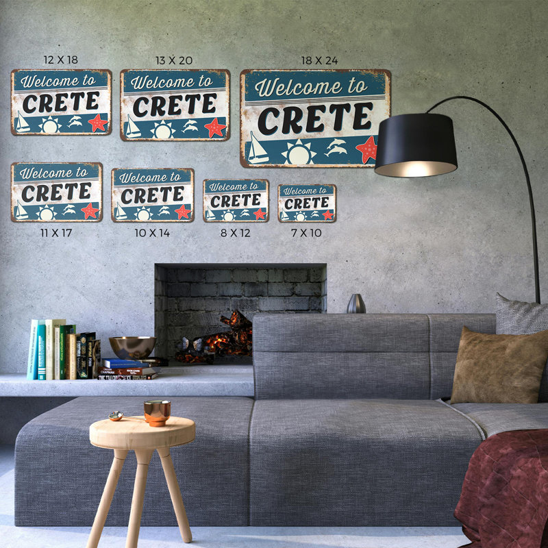 Enseigne en plastique 13 po x 20 po Welcome To Crete