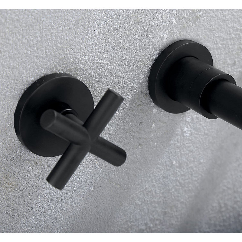 Wall Mounted Optional 2-handle Bathroom Faucet, Matte Black