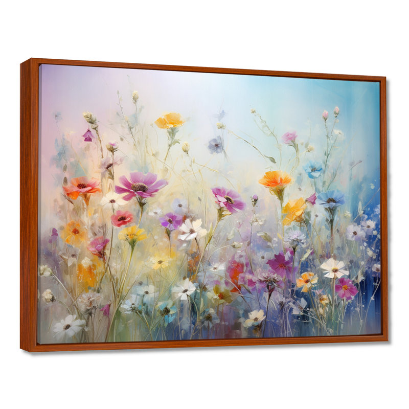 Wildflowers Blossoming Dreams - Art mural fleurs sauvages, H 16 po x l 32 po, Brun, Floater Framed Print