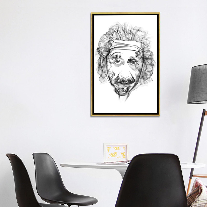 " Albert Einstein " by Octavian Mielu, Gold Frame, No Mat, 40" H x 26" W x 1.5" D