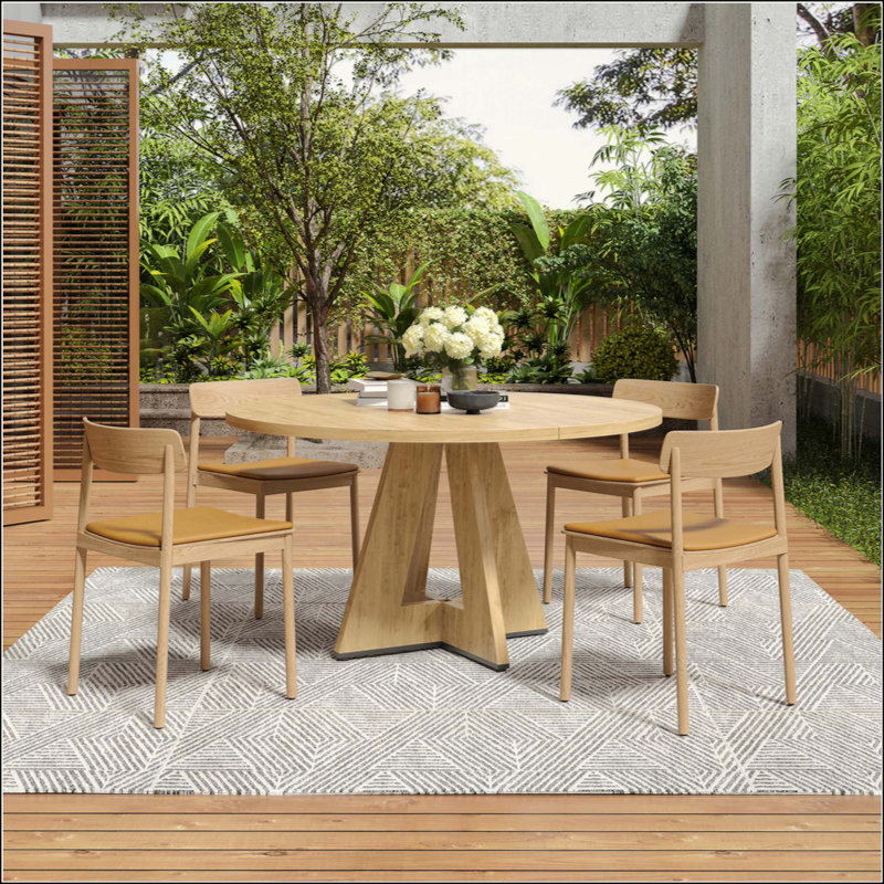 Table de salle à manger ronde pour 4 à 7 personnes, table de cuisine en bois moderne avec base en métal robuste, grande table de salle à manger ronde pour salle à manger, assemblage facile