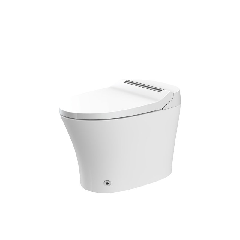 Smart Toilet With Built-In Heated Seat, One Piece Elongated Modern Toilet With Adjustable Temp Heated Seat, Auto Flush,  Dual Flush Toilet 1/1.28 GPF, Foot Sensor Flush, White Night Light,Knob Control