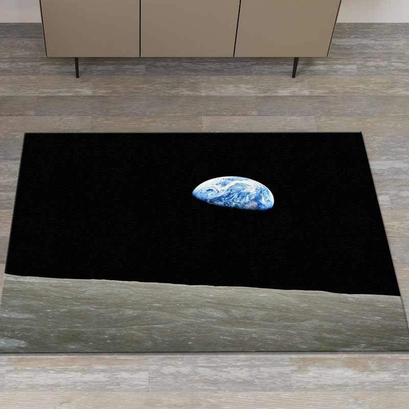 Non-Woven Thin Printed Area Rug with Vibrant Floral Design Ideal for Enhancing Home Interior Decor, Square 1'