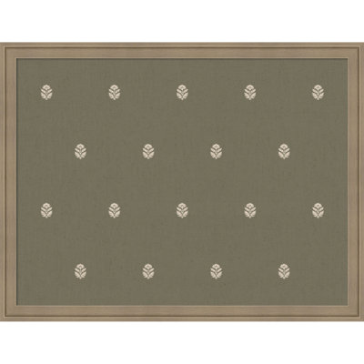 Framed Fabric Magnetic Board Green Botanical Block Print Printed Linen Bulletin Board