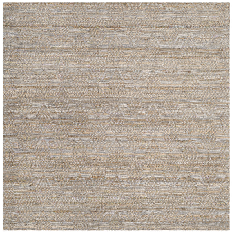 Tapis gris / sable tissé à la main Aderyn, Carré 6 pi