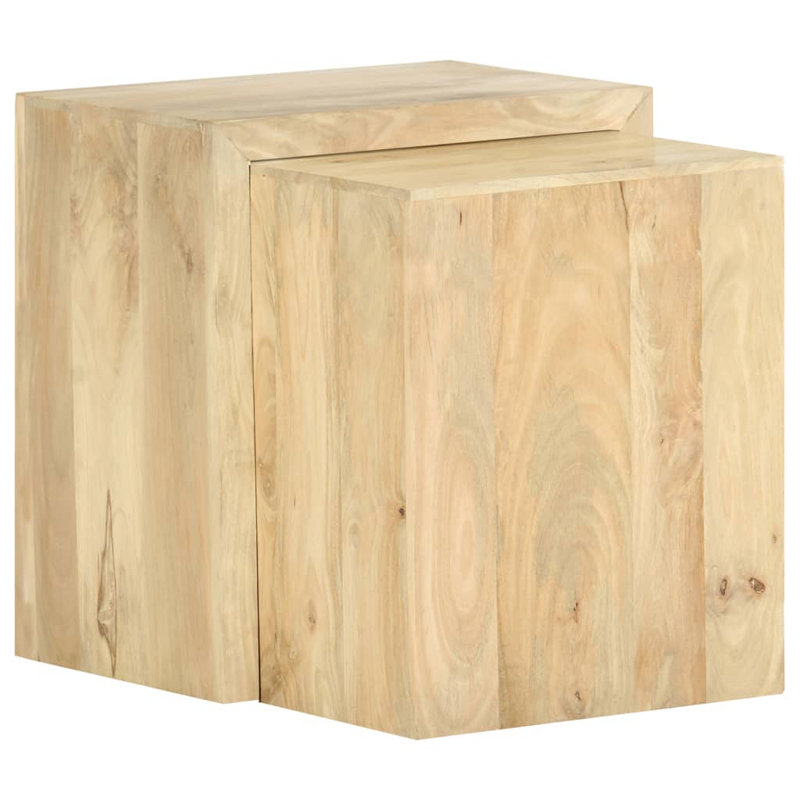 Parsons Solid Wood Floor Shelf Nesting Tables