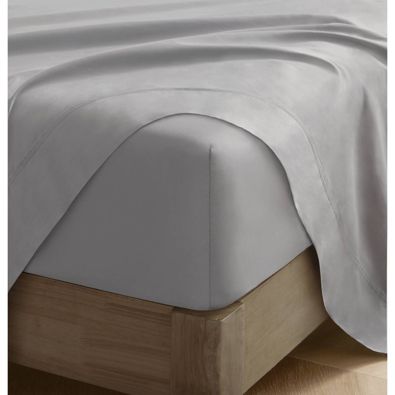 4 Pieces Sateen Sheet Set, Gray, Gray, California King Sheet Set