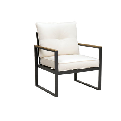Ensemble de 2 chaises d'extérieur en acier avec meubles de patio, chaises d'extérieur en métal avec coussins améliorés, canapé simple d'extérieur pour balcon, jardin, terrasse et cour