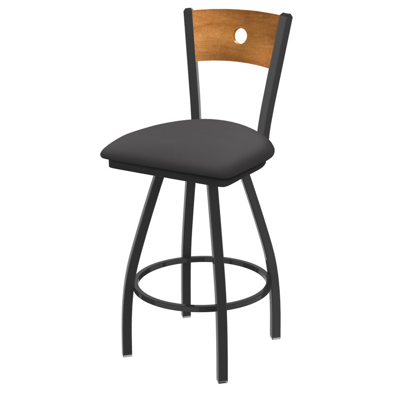 Tabouret pivotant Voltaire, Chêne naturel, Étain, Siège Canter Storm / dossier moyen en érable