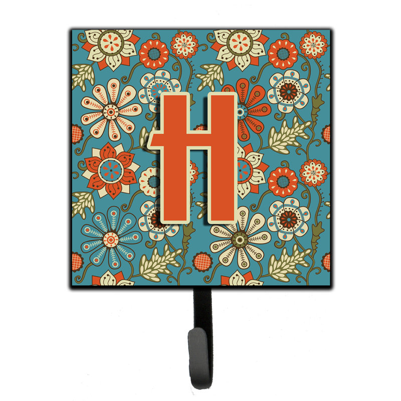 Porte-laisse rétro et crochet mural fleurs, H