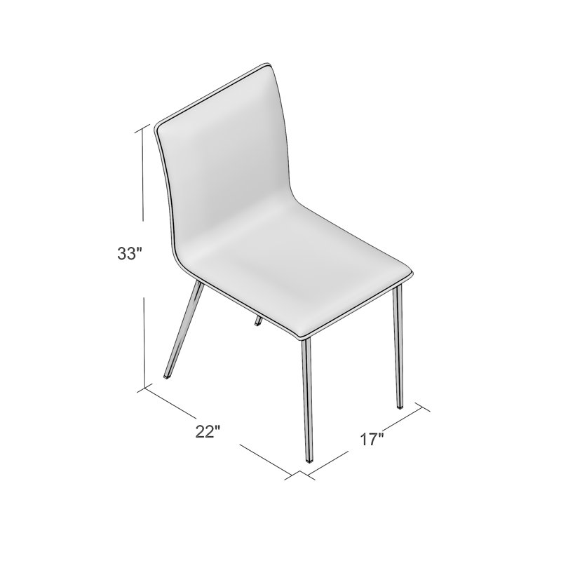 Bjorn Armless Dining Chairs in Brushed Stainless Steel Finish and Walnut Back, Grey PU/Walnut