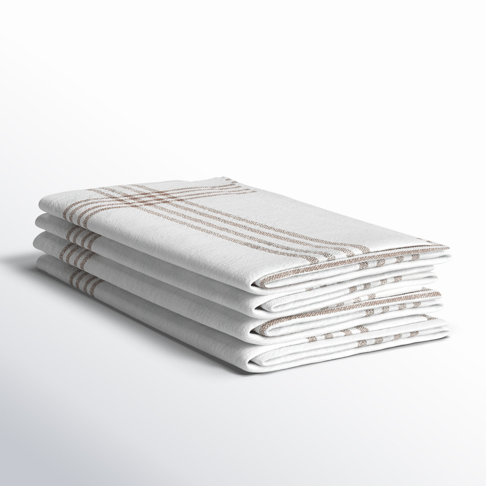 Panna Cotton Striped Square Napkin, Pewter