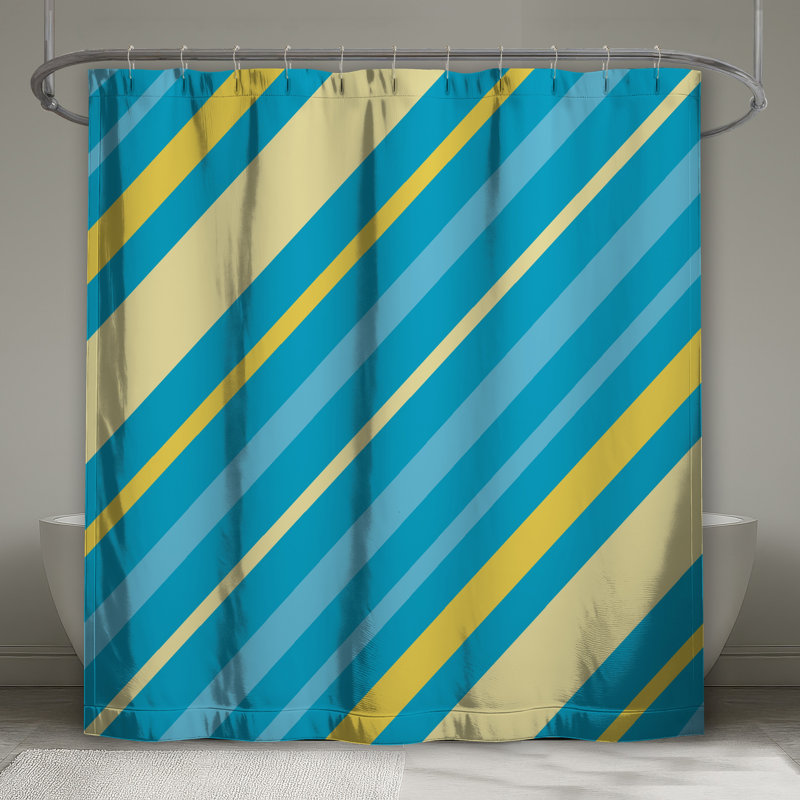 Rideaux de douche à rayures diagonales bleues et très longues, L 70 po x H 93 po