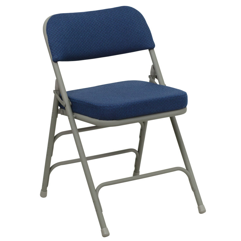 Chaise pliante recouverte en métal Oliverson, H 30 po x l 18,5 po x P 19 po, Bleu marine