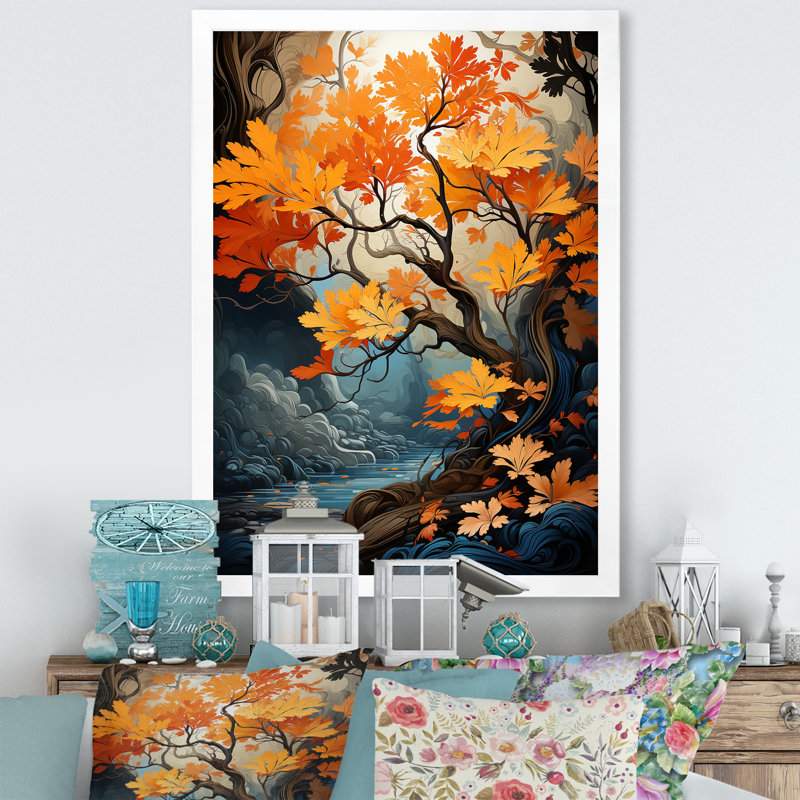«Maple Tree Neon Vibrancy I» sur toile, Cadre photo blanc, H 40 po x l 30 po x P 1,5 po