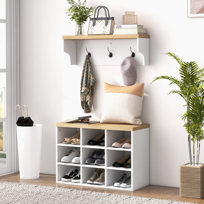 2-In-1 Coat Rack Shoe Bench Set