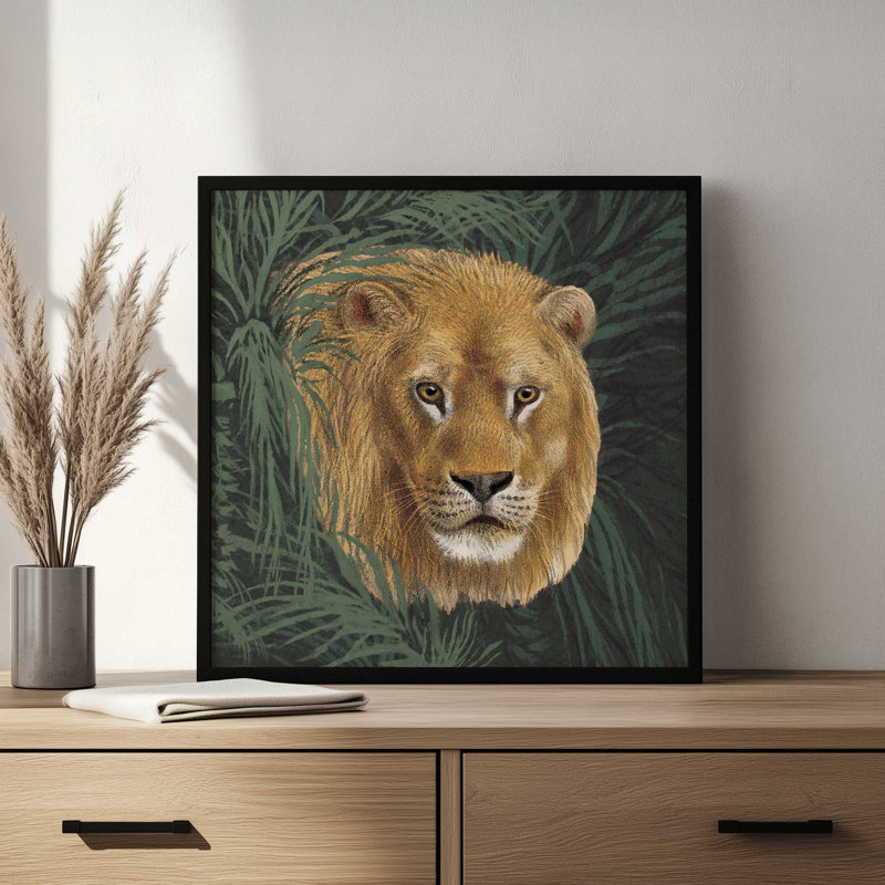 «Jungle Cat Bust I» par Wild Apple Portfolio, reproduction d'art, H 12 po x l 12 po, Doré