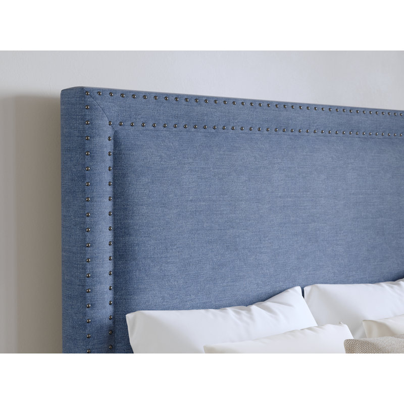 Tête de lit tapissier à panneau Murl, Bleu, Double