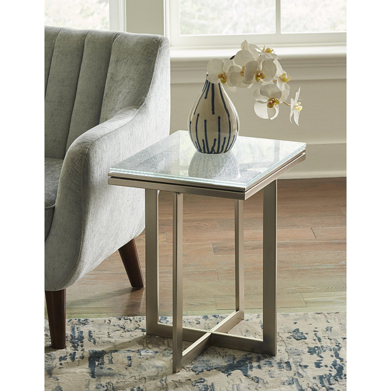 Table de bout à pieds croisés en verre Breella