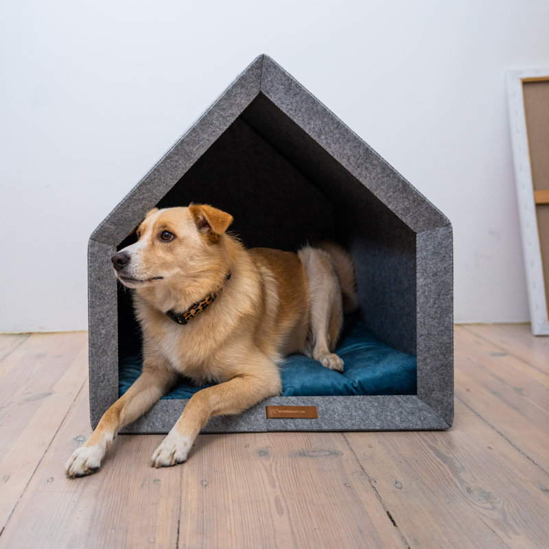 Ecological Hut Pet Cage, 70cm H x 52cm W x 54cm D , Dark Grey/Navy Blue